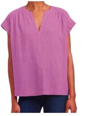 Splendid Women’s Lavender Linen Blend
V-neck Top Short Sleeve Shirt Size Large